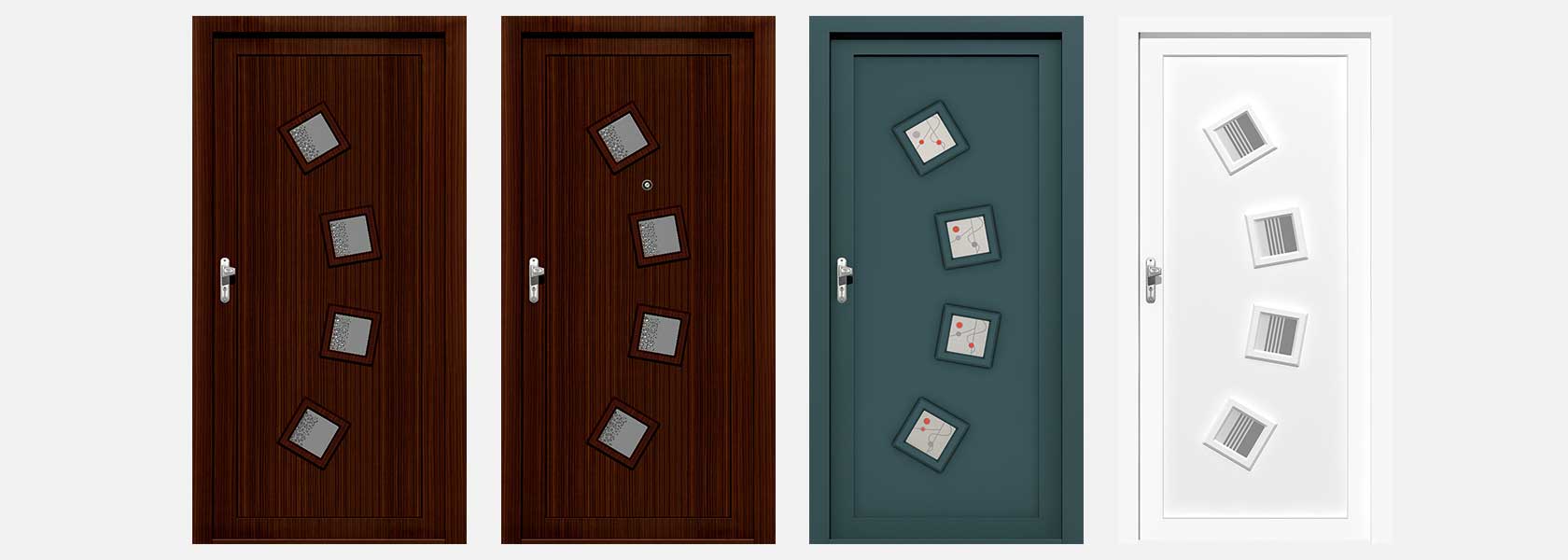 Panele do drzwi wykonane z laminatu HPL / aluminium